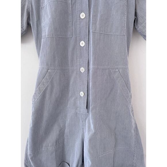 EVERLANE Striped Cotton Weave Romper / Sz 4 / Collared / Shorts / Boho / Minimal - Picture 8 of 10